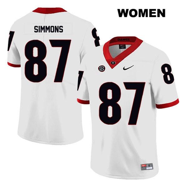 Georgia Bulldogs Women's Tyler Simmons #87 NCAA Legend Authentic White Nike Stitched College Football Jersey HRK6756TX